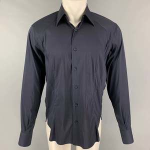 LAB by PAL ZILERI Navy Cotton Blend Button Down Long Sleeve Shirt